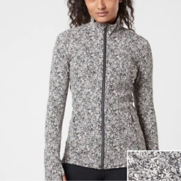 Athleta Jackets & Blazers - Athleta Jacket Women Medium Shanti Salutation Textured Full Zip Moonflower Black